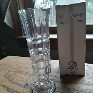 Vintage Borgonovo Milano 15 Cut Glass Footed 6" Bud Vase - Made in Italy- NIB